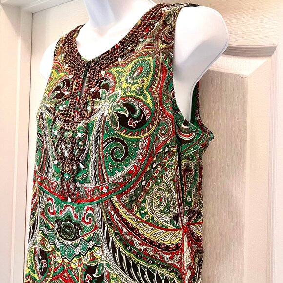 INC International Concepts-Women's Beaded Crystal Sleeveless Tunic Lined XL Top - Picture 4 of 16